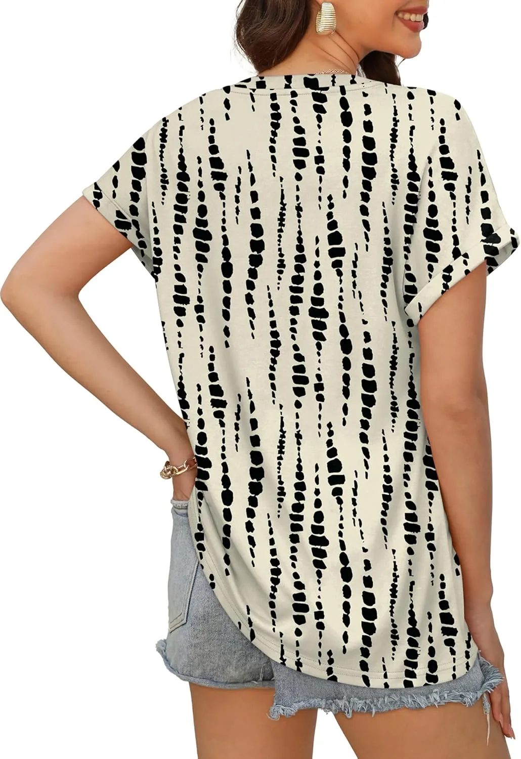 XIEERDUO Womens Summer Tops Short Sleeve Shirts Casual V Neck T Shirt Loose Fit Comfy