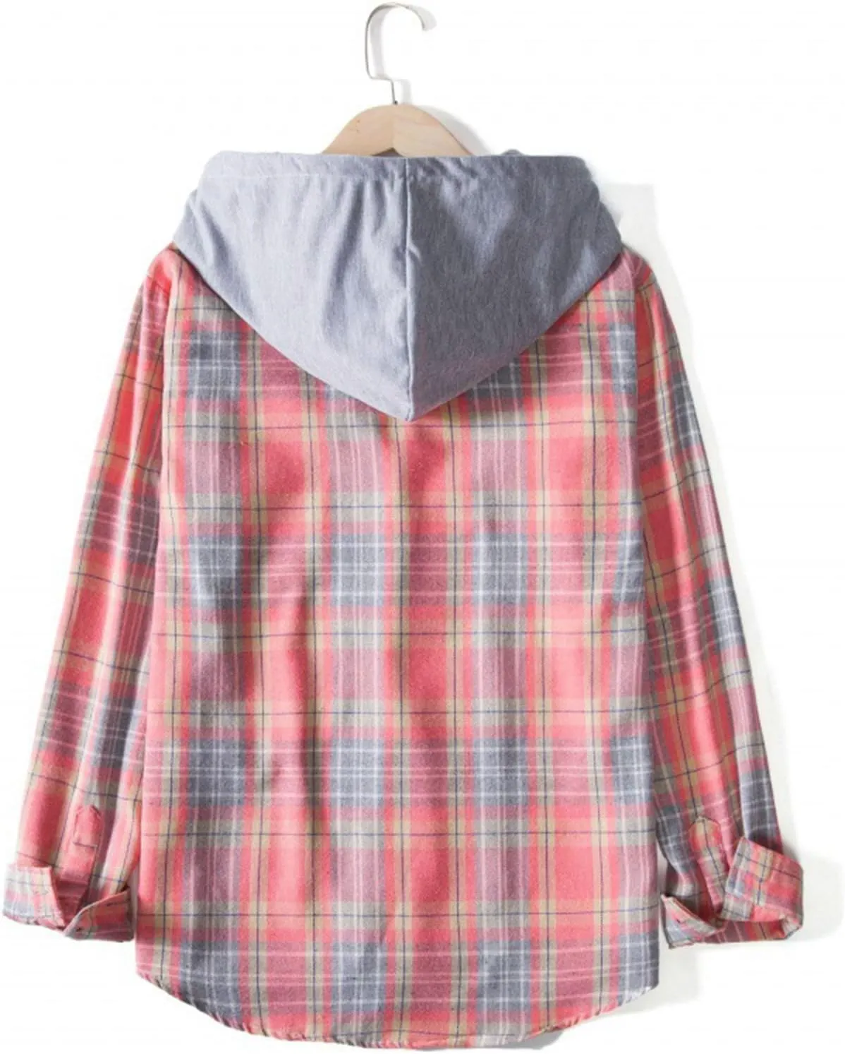 Ymosrh Men's Casual Button-Down Shirts Hooded Jackets Casual Long Sleeve Lightweight Hoodie Shirts Jacket, L-3XL