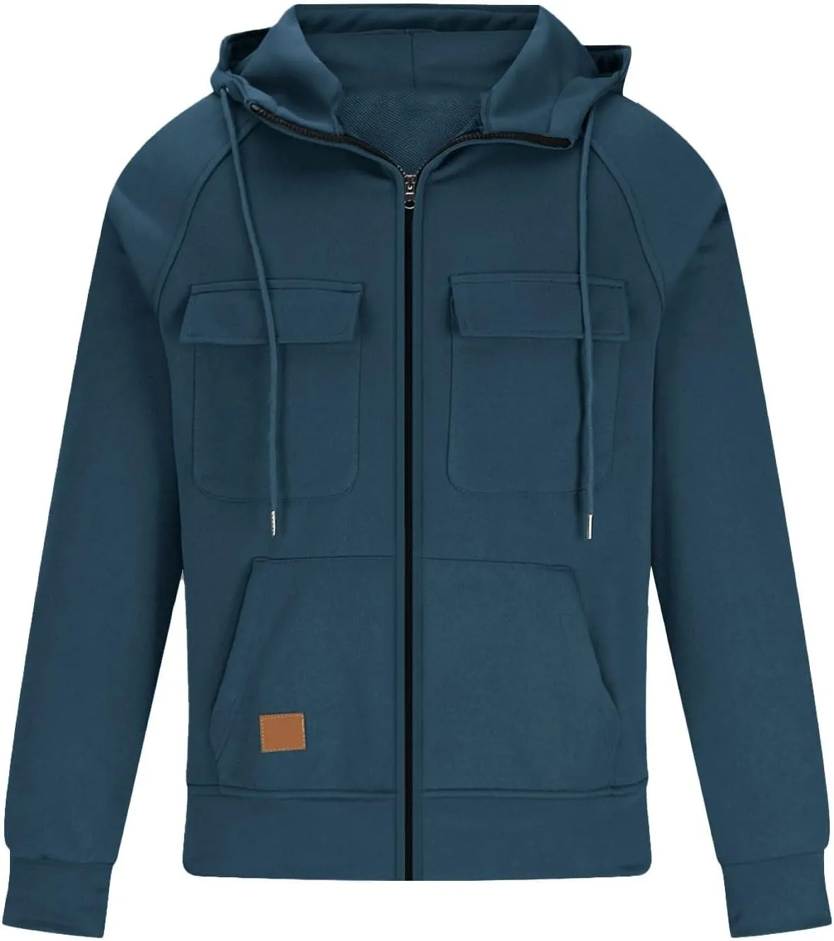 Ymosrh Men's Winter Work Hoodie Zip Up Hoodies with Pockets Long Sleeve Cargo Sweatshirt Sports Hooded Jacket