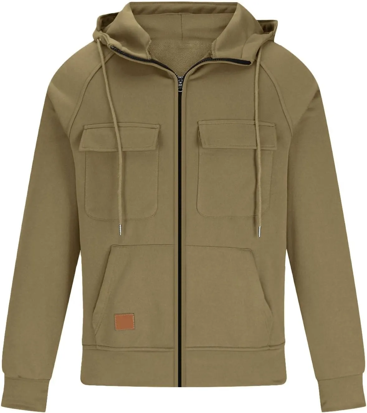 Ymosrh Men's Winter Work Hoodie Zip Up Hoodies with Pockets Long Sleeve Cargo Sweatshirt Sports Hooded Jacket