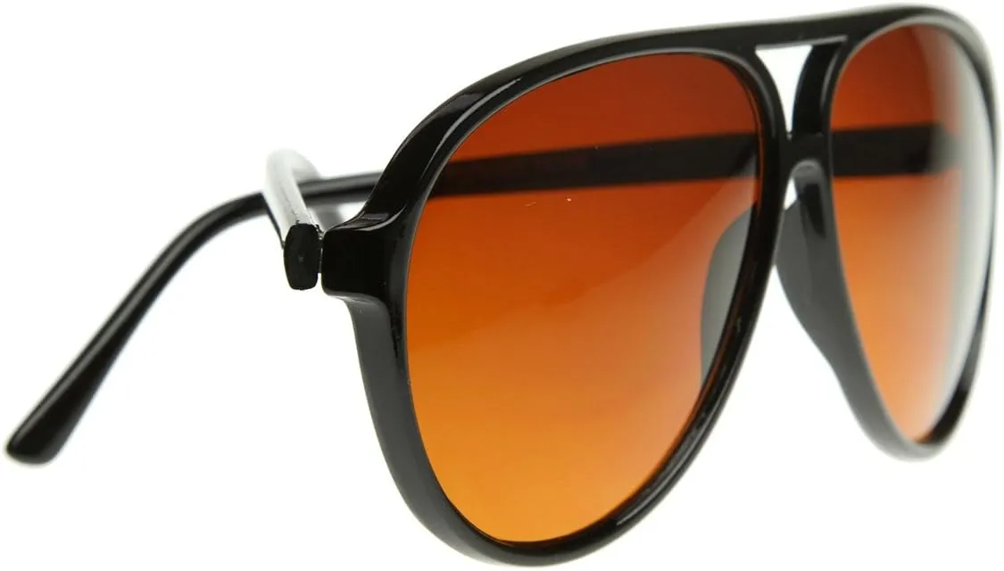 zeroUV Retro Large Plastic Aviator Sunglasses with Blue Light Driving Lens