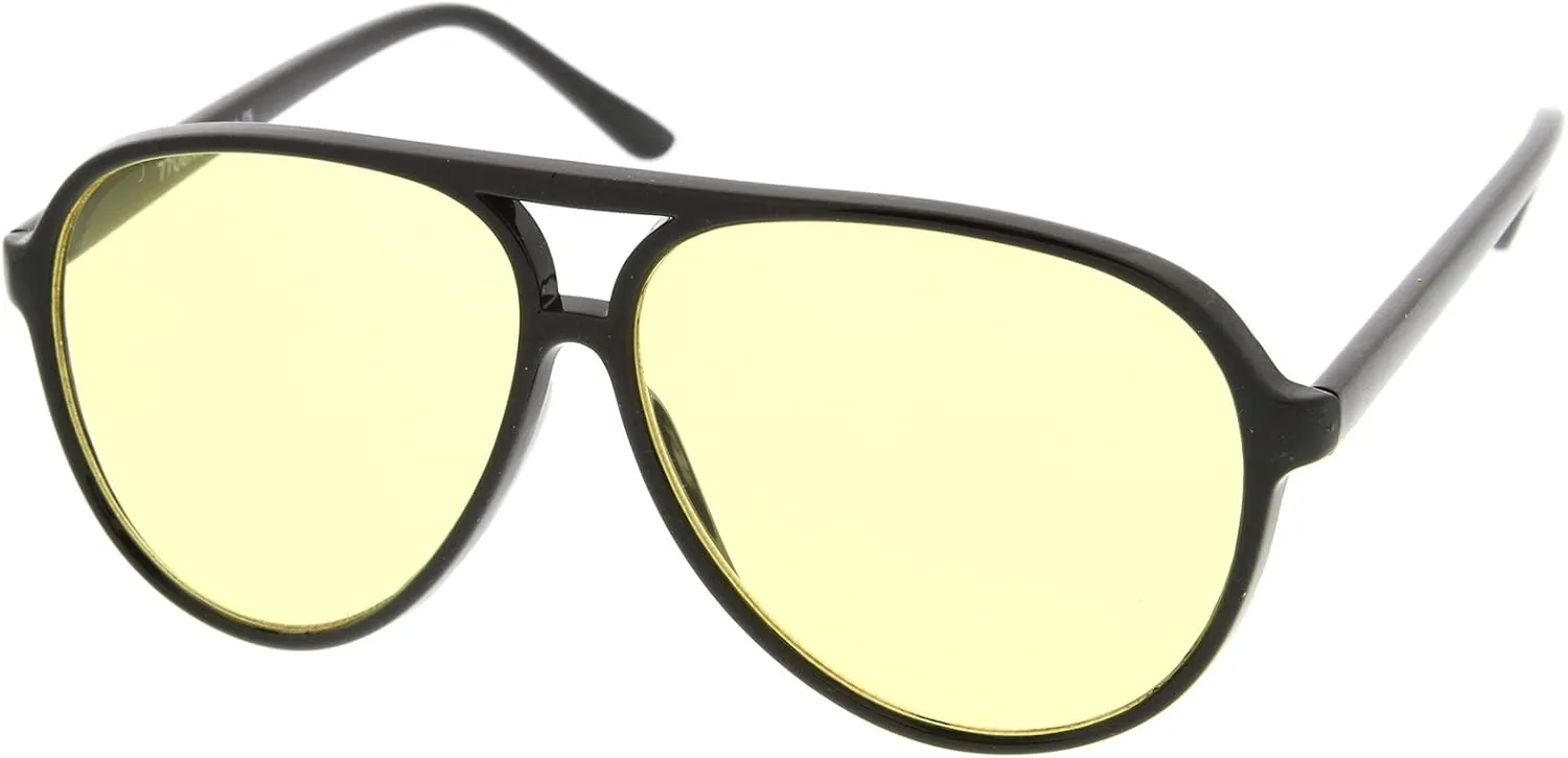zeroUV Retro Large Plastic Aviator Sunglasses with Blue Light Driving Lens