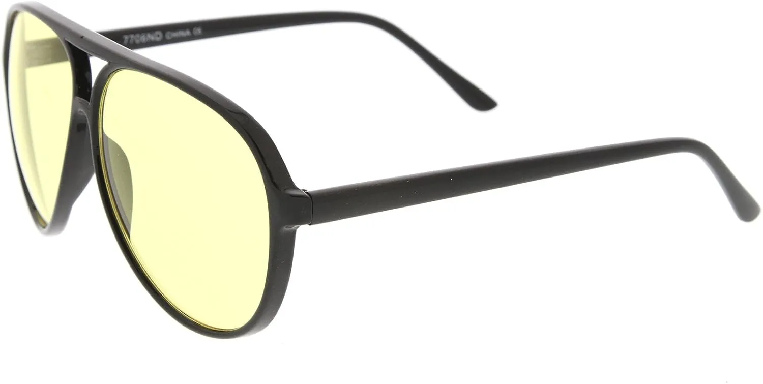 zeroUV Retro Large Plastic Aviator Sunglasses with Blue Light Driving Lens