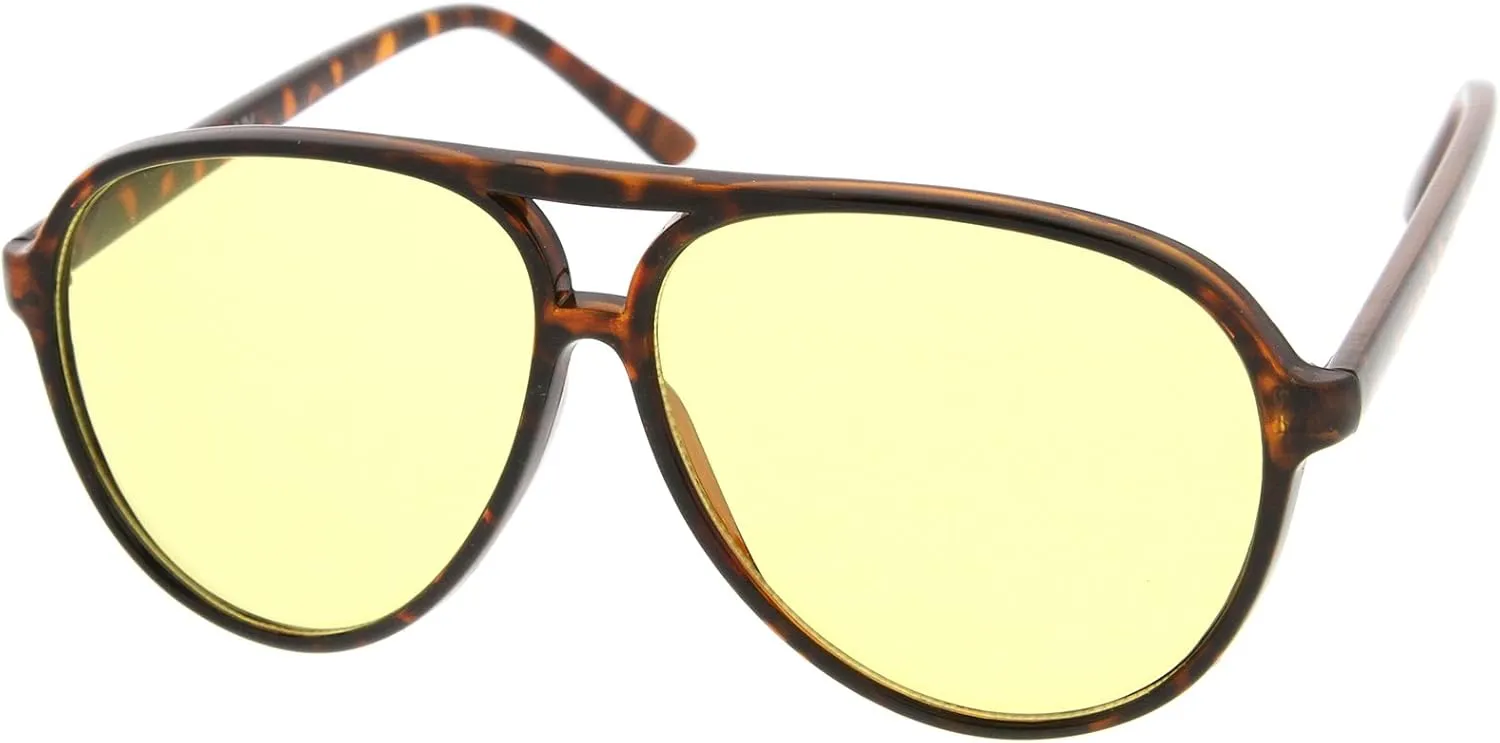 zeroUV Retro Large Plastic Aviator Sunglasses with Blue Light Driving Lens