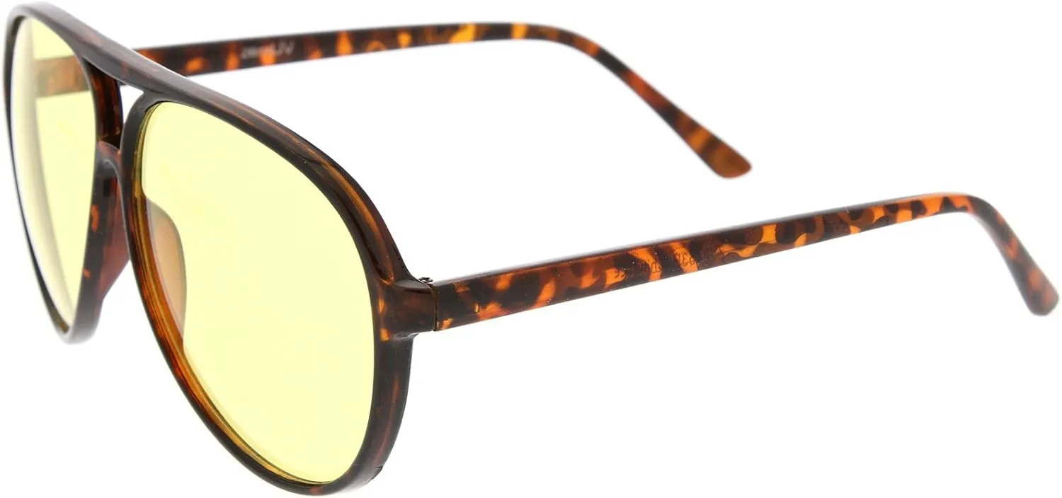 zeroUV Retro Large Plastic Aviator Sunglasses with Blue Light Driving Lens