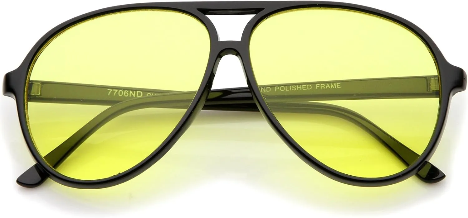 zeroUV Retro Large Plastic Aviator Sunglasses with Blue Light Driving Lens