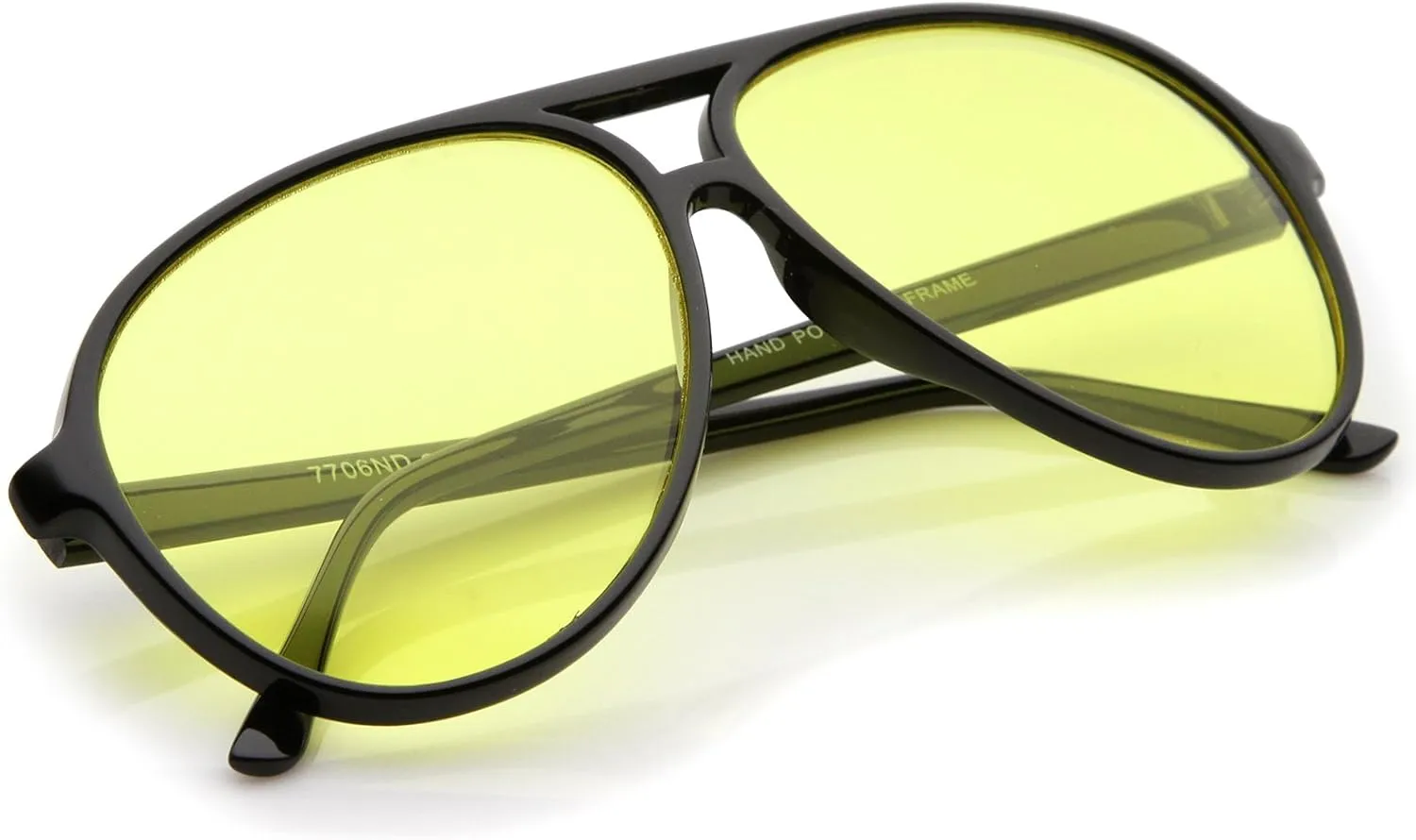 zeroUV Retro Large Plastic Aviator Sunglasses with Blue Light Driving Lens