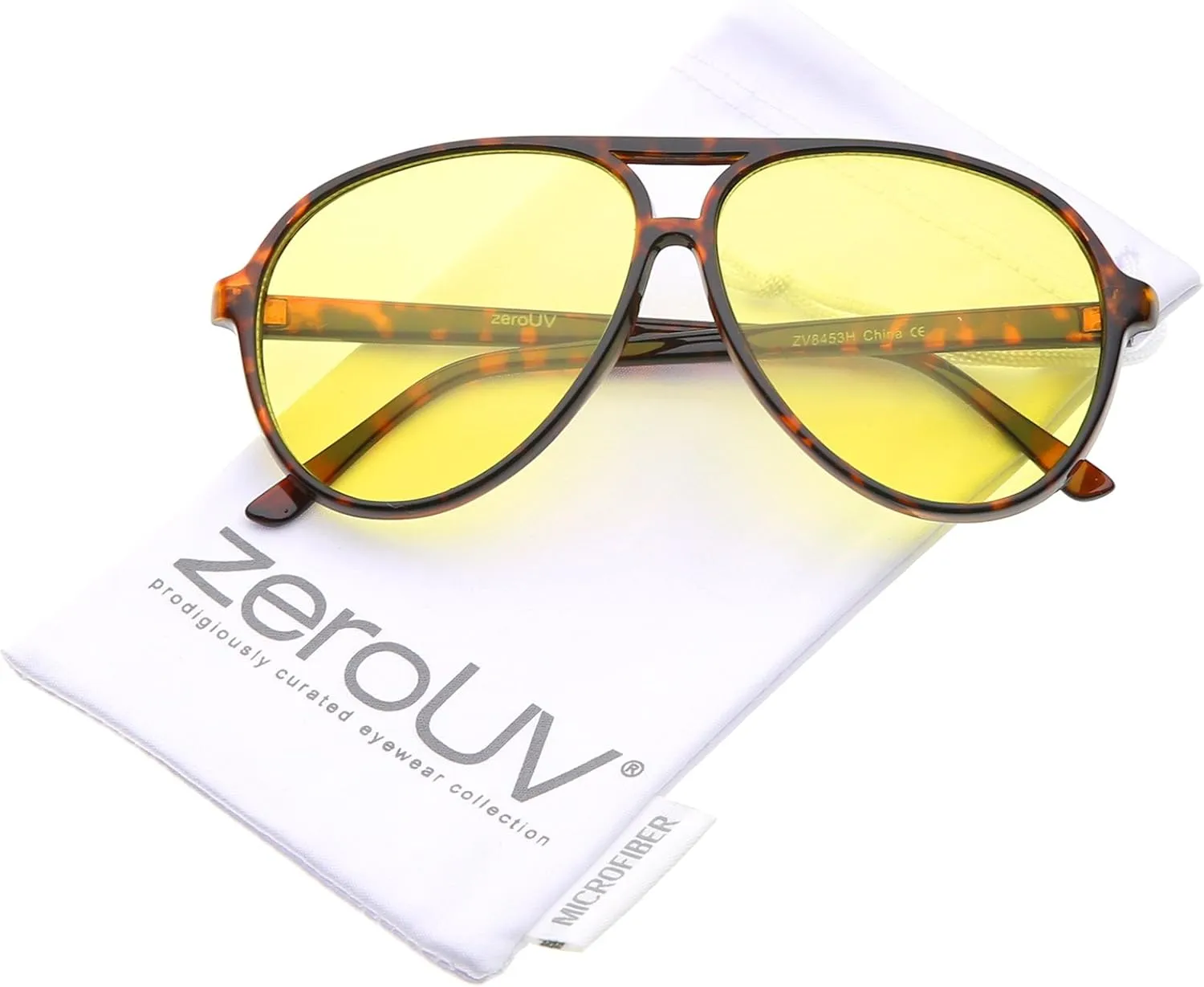 zeroUV Retro Large Plastic Aviator Sunglasses with Blue Light Driving Lens