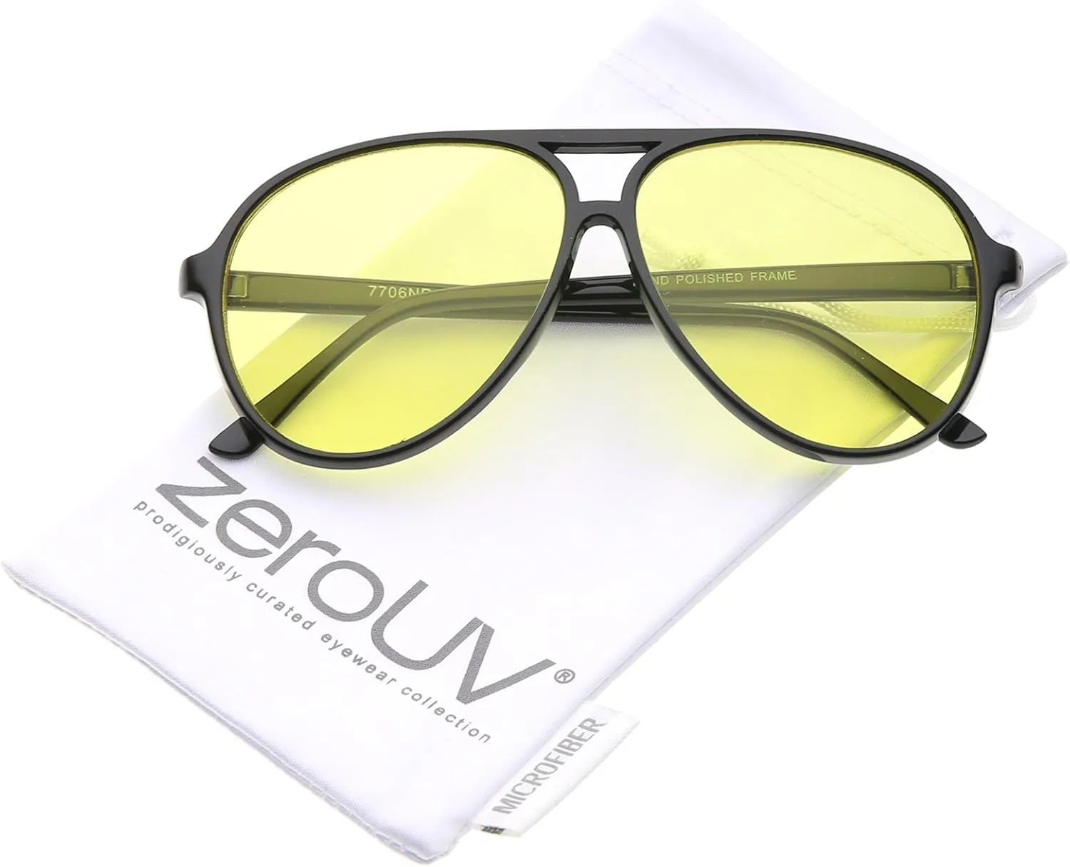 zeroUV Retro Large Plastic Aviator Sunglasses with Blue Light Driving Lens